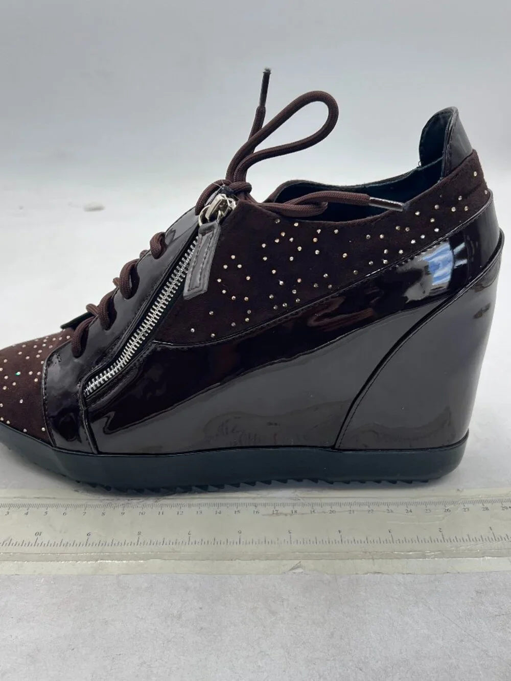 Brown Women Platform Round Toe Strappy Ankle Boots Wedge Heel Lace Up Shoes